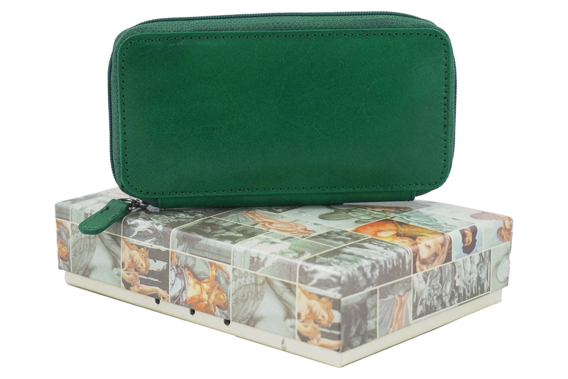 Skórzane etui na klucze - Zielone