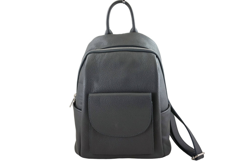 Damski plecak miejski skórzany - Szary ciemny