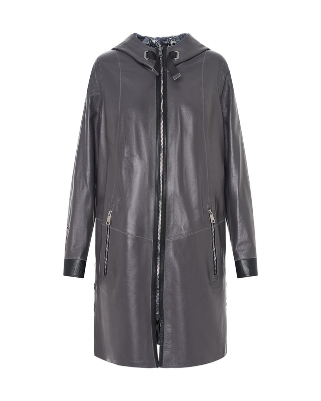 Bukowski Dwustronna damska kurtka skóra naturalna długa z kapturem