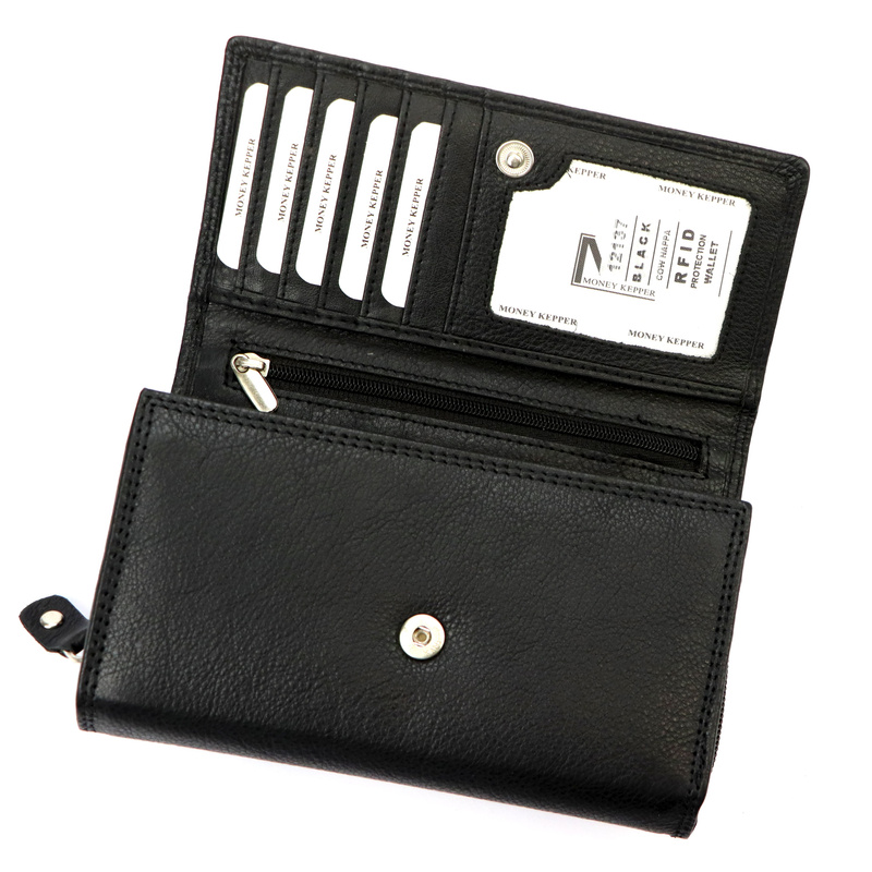Zgrabny Skórzany damski portfel Money Kepper RFID
