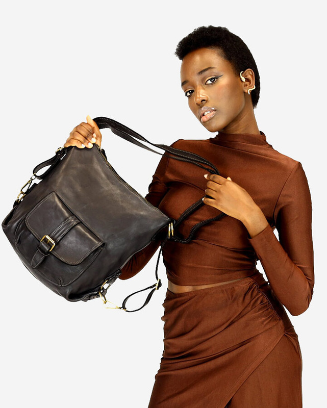 Torba skórzana dla wymagających z opcją plecak old school leather bag - MARCO MAZZINI czarny