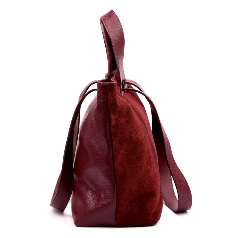 zamsz + Damska torebka ze skóry naturalnej Luka 25-077