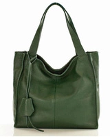 Modna torebka damska skórzany shopper bag - MARCO MAZZINI Portofino Max ciemny zielony