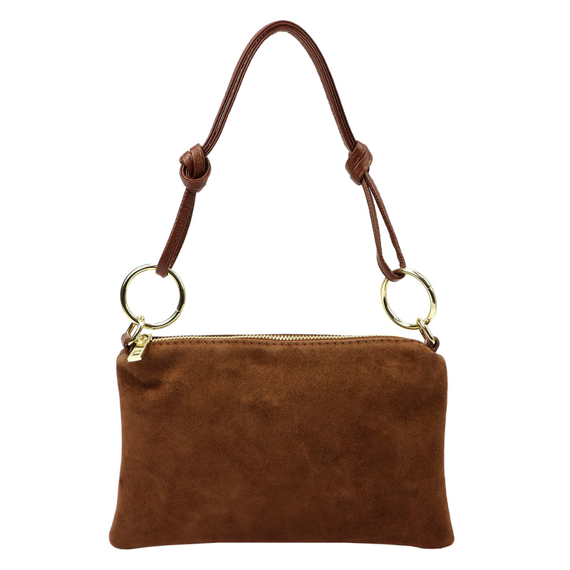 Mała zgrabna damska listonoszka na ramię ze skóry naturalnej zamszowej Luka