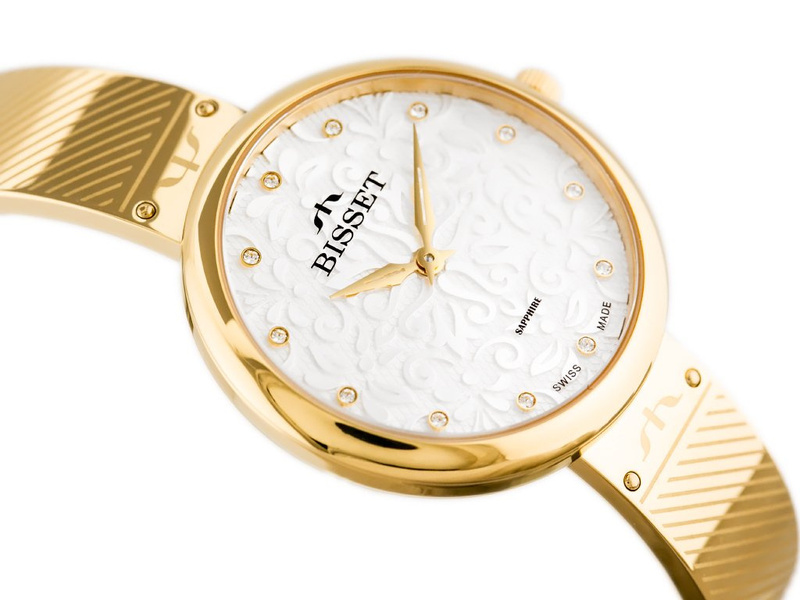 ZEGAREK DAMSKI BISSET BSBF20 (zb576b) - SZAFIROWE SZKŁO