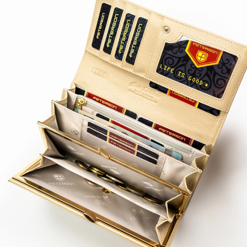 skóra naturalna + Damski portfel ze skóry ekologicznej Peterson PTN PS122-MLF