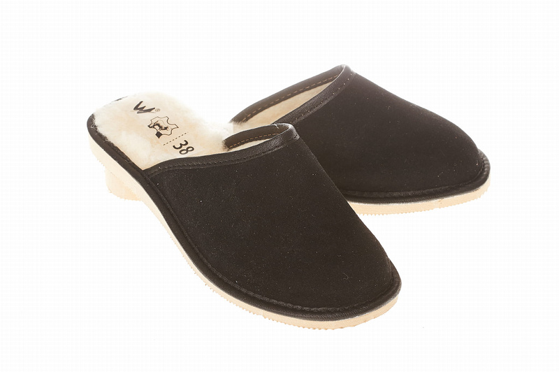 Wójciak Podhale damskie domowe kapcie ze skóry naturalnej zabudowane ciepłe