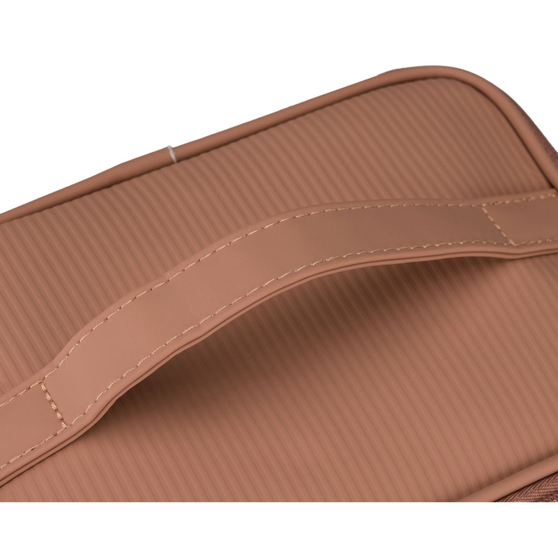 Praktyczna kosmetyczka z tkaniny syntetycznej w beżowym kolorze, jednokomorowa - Peterson