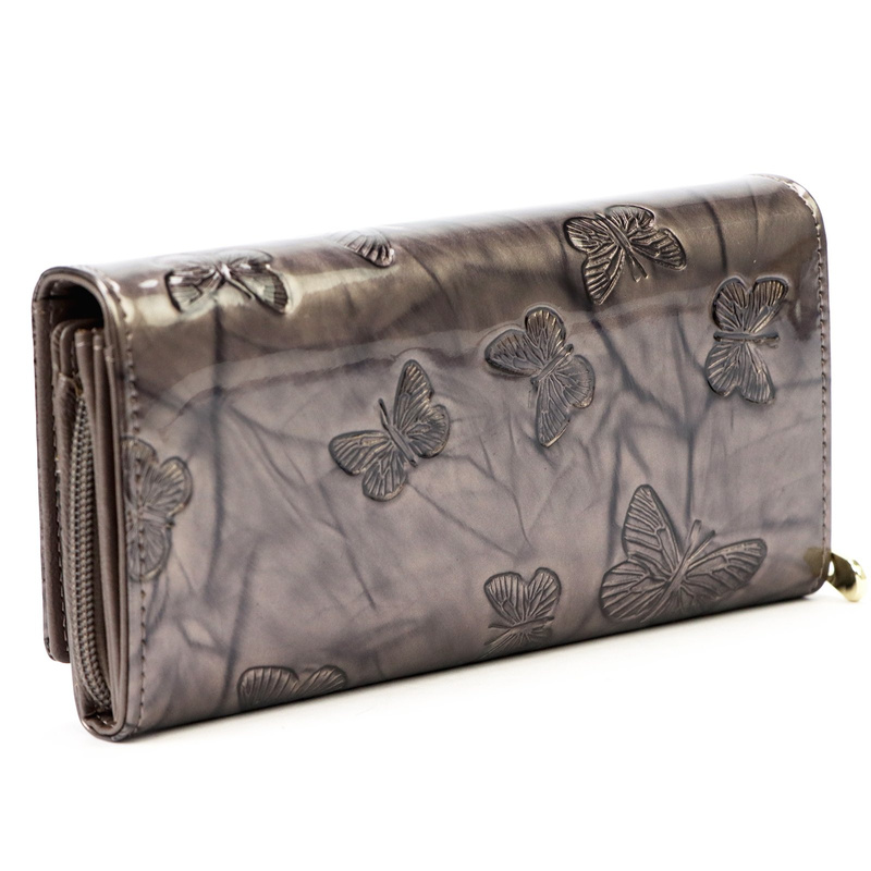 Gregorio damski portfel klasyczny podłużny duża portmonetka lakierowana