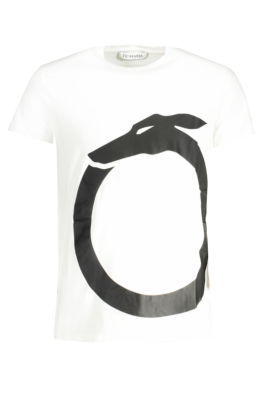 BIAŁY T-SHIRT MĘSKI Z KRÓTKIM RĘKAWEM TRUSSARDI