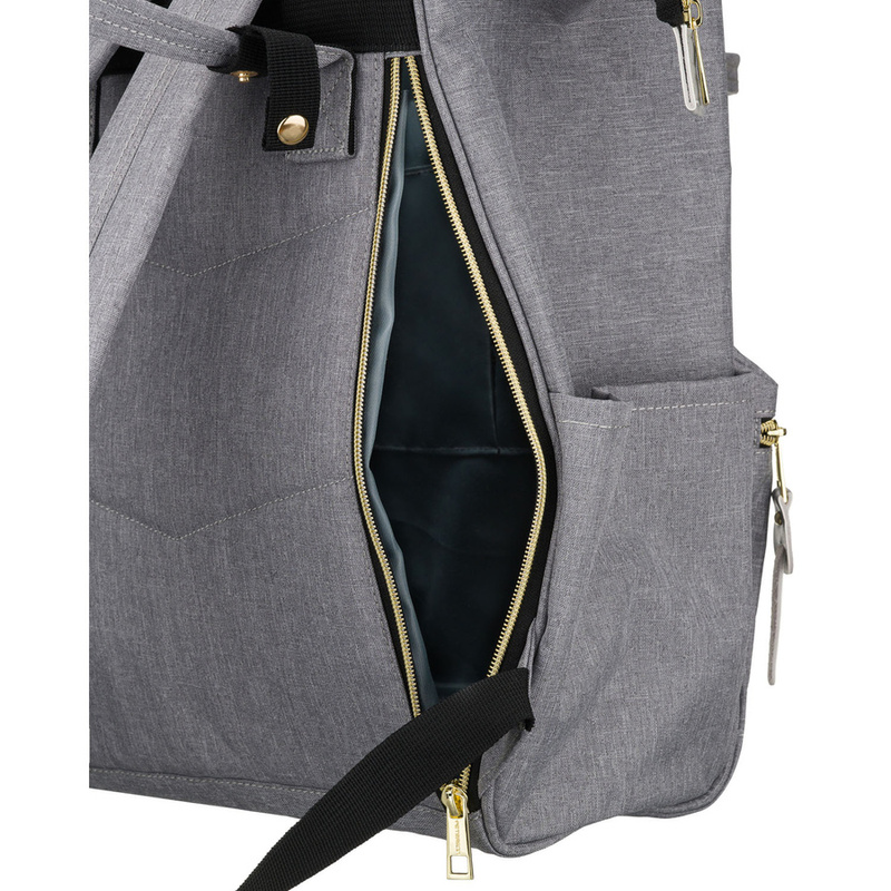 Plecak damski z poliestru w szarym kolorze zamykany bezpiecznym suwakiem - Peterson