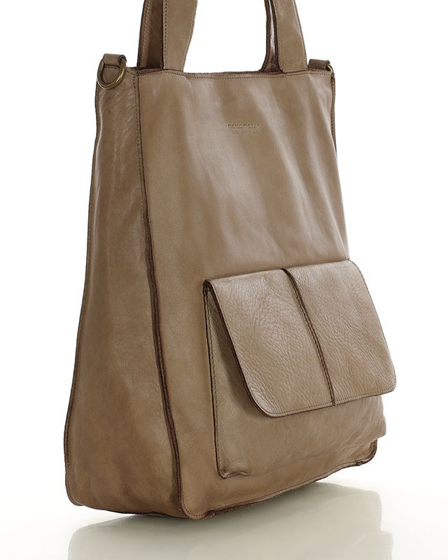 Torebka damska shopper A4 skóra naturalna - MARCO MAZZINI beżowy taupe