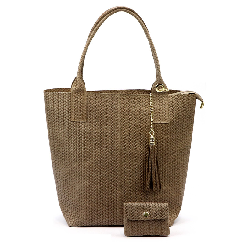 Vera Pelle damska shopperbag z dwoma etui torebka portfel skóra naturalna