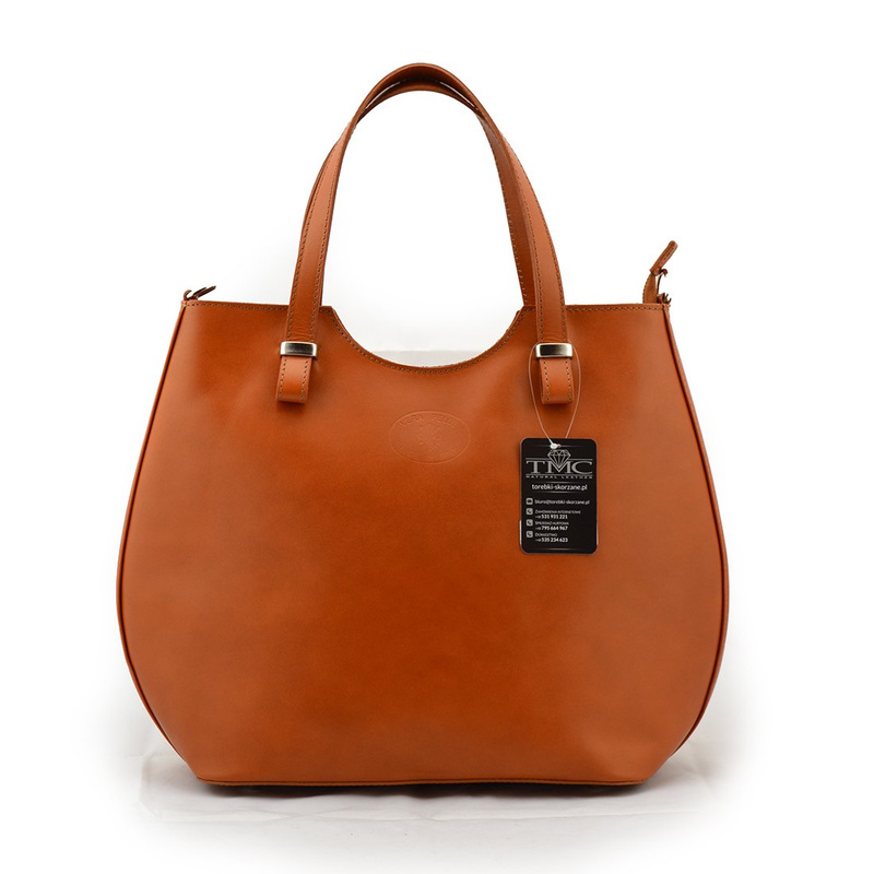 Elegancka stylowa duża skórzana shopperka do ręki