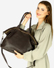 Duża torebka skórzana oversize style shopper bag - MARCO MAZZINI ciemny brąz caffe