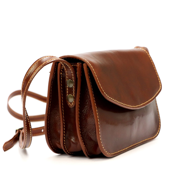 Florence Skórzana listonoszka na ramię 3 komory zamykana klapą elegancka