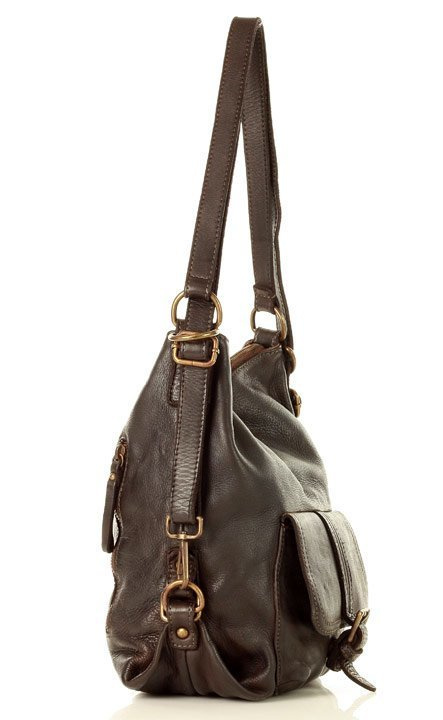 Torba skórzana dla wymagających z opcją plecak old school leather bag - MARCO MAZZINI ciemny brąz caffe