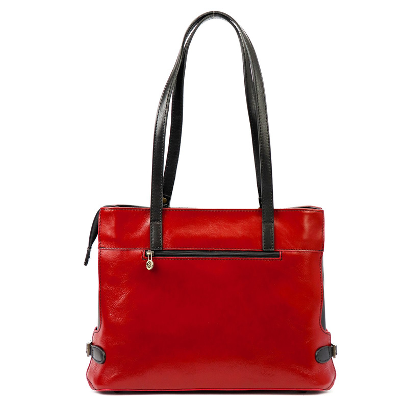 Skórzana elegancka shopperbag pojemna na ramię z kieszeniami Florence