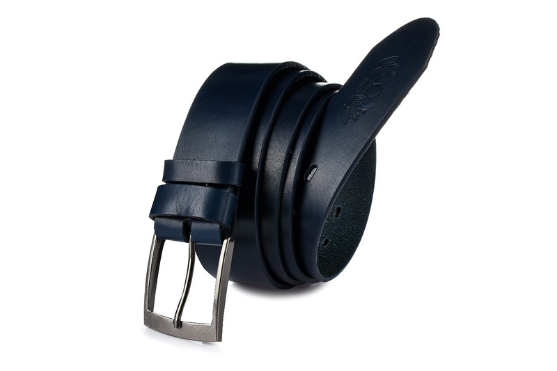 Beltimore skórzany licowy pasek męski granatowy premium E15 : Kolory - granatowy, Rozmiar pasków - r.100-115 cm