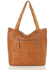 Miękka torba typu shopper skórzana na ramię - MARCO MAZZINI - brąz camel