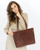 Duża torba shopperka biznesowa damska skórzana - MARCO MAZZINI brązowa