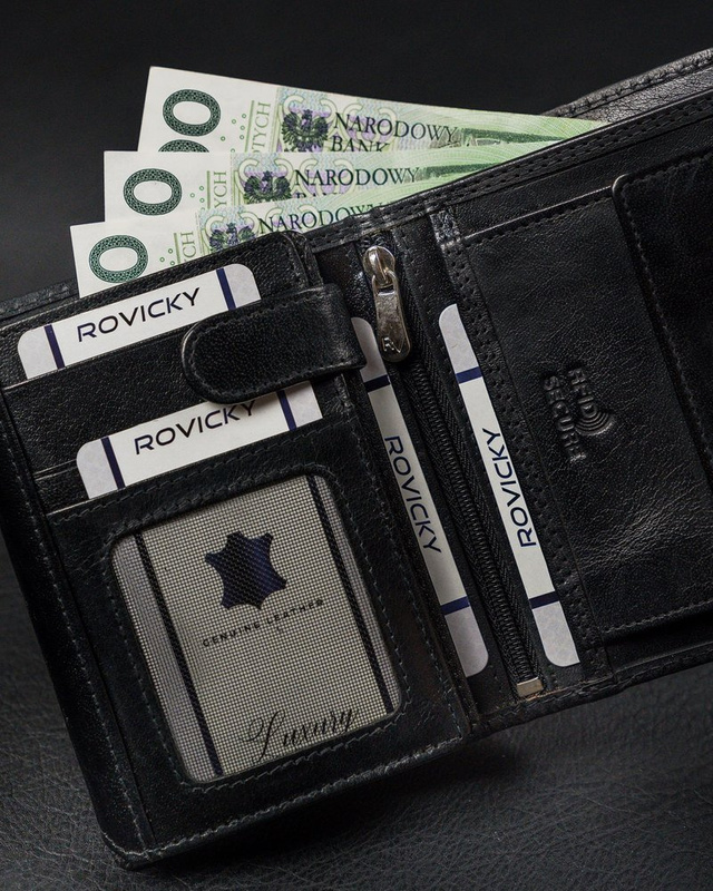 Elegancki Skórzany męski portfel Rovicky z RFID