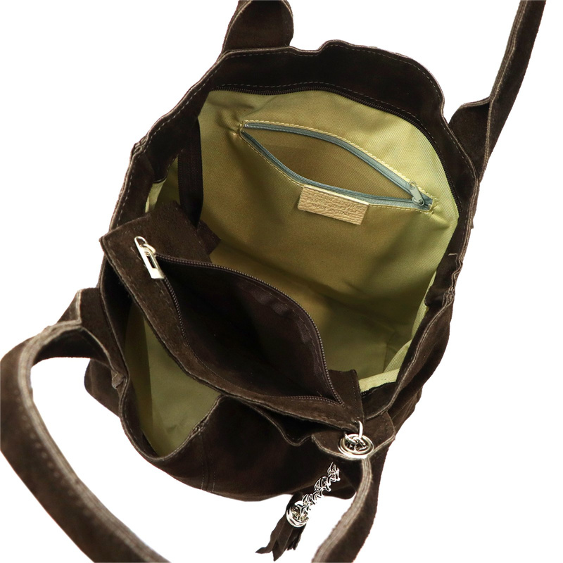 Vera Pelle damska shopperbag skóra naturalna zamszowa torebka na ramię duża