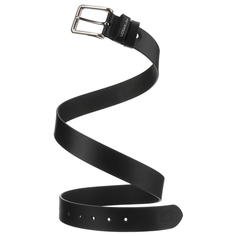 Pasek męski ze skóry naturalnej w czarnym kolorze z tradycyjną klamrą - Peterson