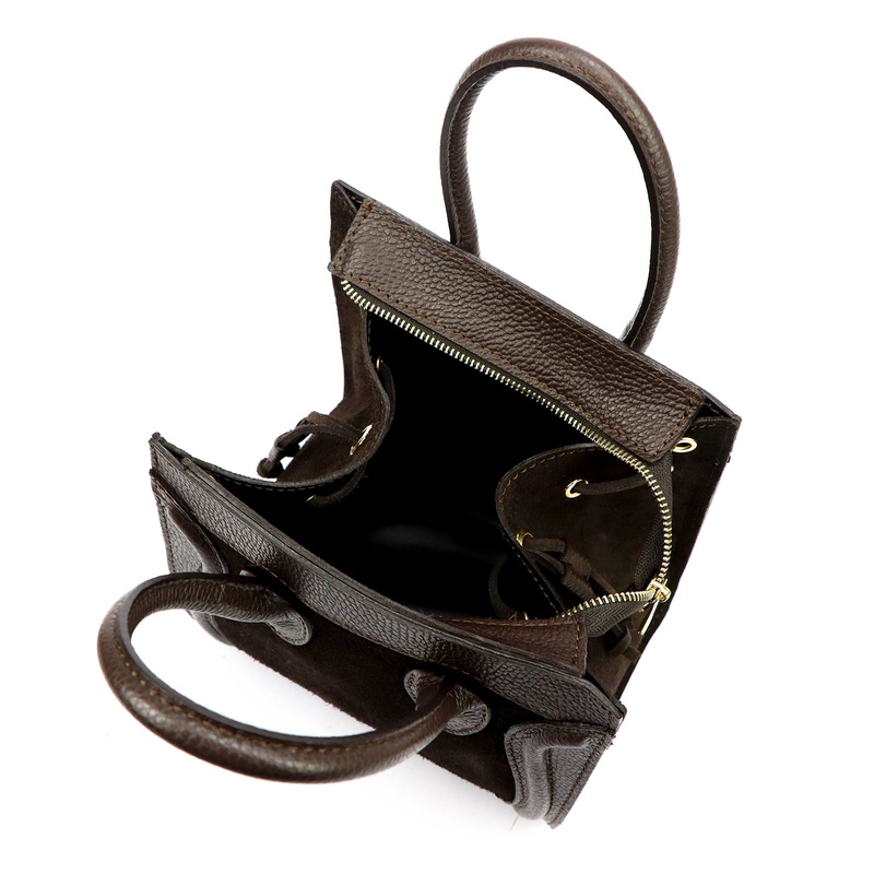 Vera Pelle damski mały kuferek skóra naturalna torebka na ramię z paskiem