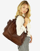 Torba skórzana wysokogatunkowa na ramię styl miejski shoulder leather bag - MARCO MAZZINI czekoladowy brąz