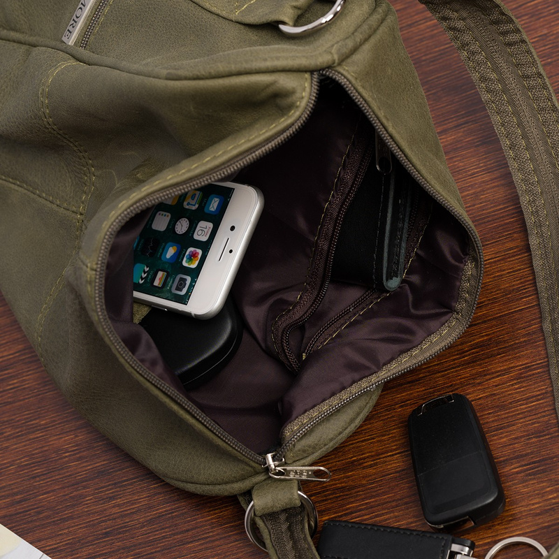 Plecak damski skórzany torebka 2w1 Beltimore oliwkowy 019