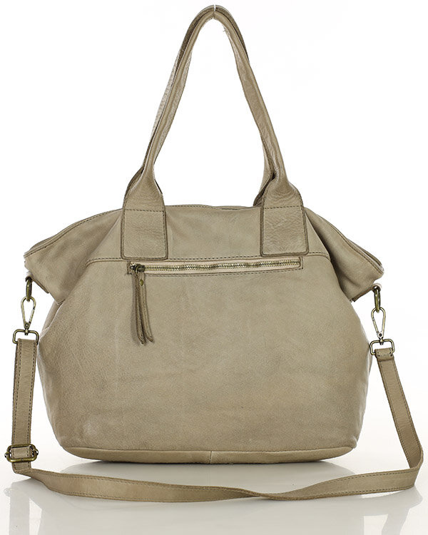 Torebka skórzana shopper bag - MARCO MAZZINI beż taupe