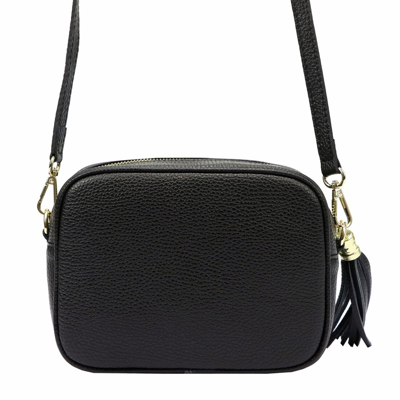 MiaMore Skórzana zgrabna damska listonoszka torebka z brelokiem frędzlem