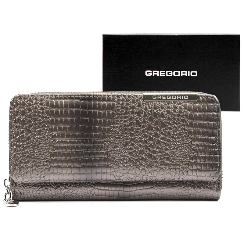 Skórzany duży lakierowany damski portfel Gregorio
