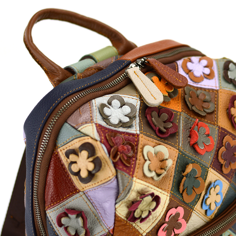 Wzorzysty damski plecak skórzany z wzorem mozaiki