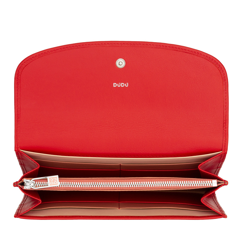 Dudu damska portmonetka skóra naturalna klasyczny podłużny portfel zatrzask