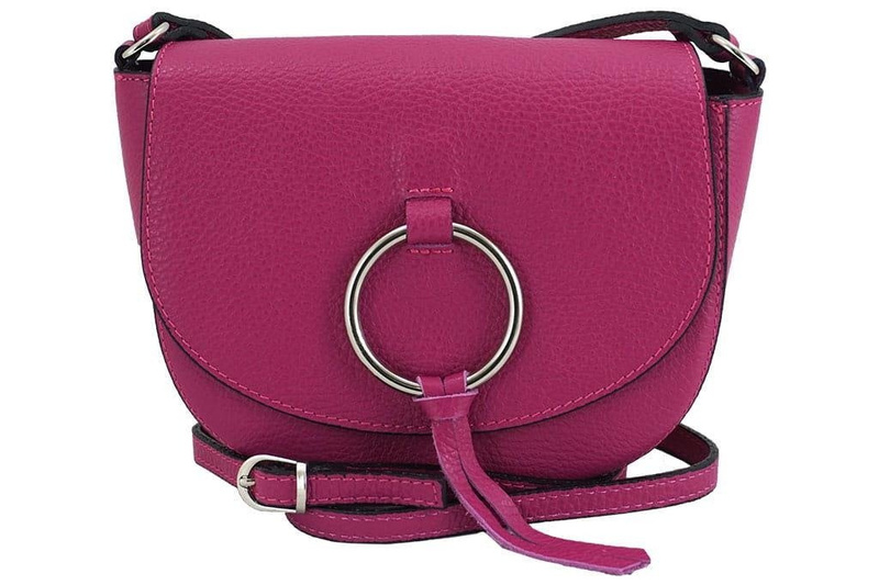 Skórzana listonoszka damska Barberins - Granatowa