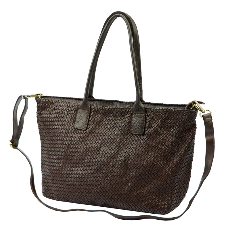 VS Pleciona shopperbag damska Damska torebka na ramię ze skóry naturalnej