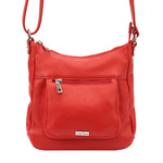 Pojemna skórzana damska listonoszka przez ramię z kieszeniami MiaMore