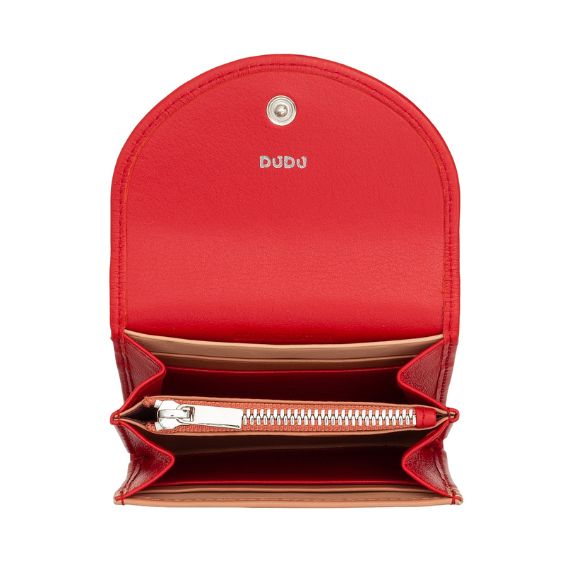 DuDu mała portmonetka skóra naturalna damski portfel na zatrzask