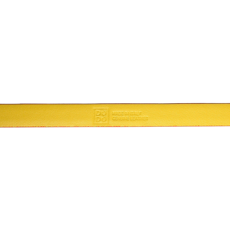 DUDU Pasek damski z prawdziwej skóry w dwóch odcieniach Made in Italy Cienki 12 mm skrócony z klamrą zatrzaskową