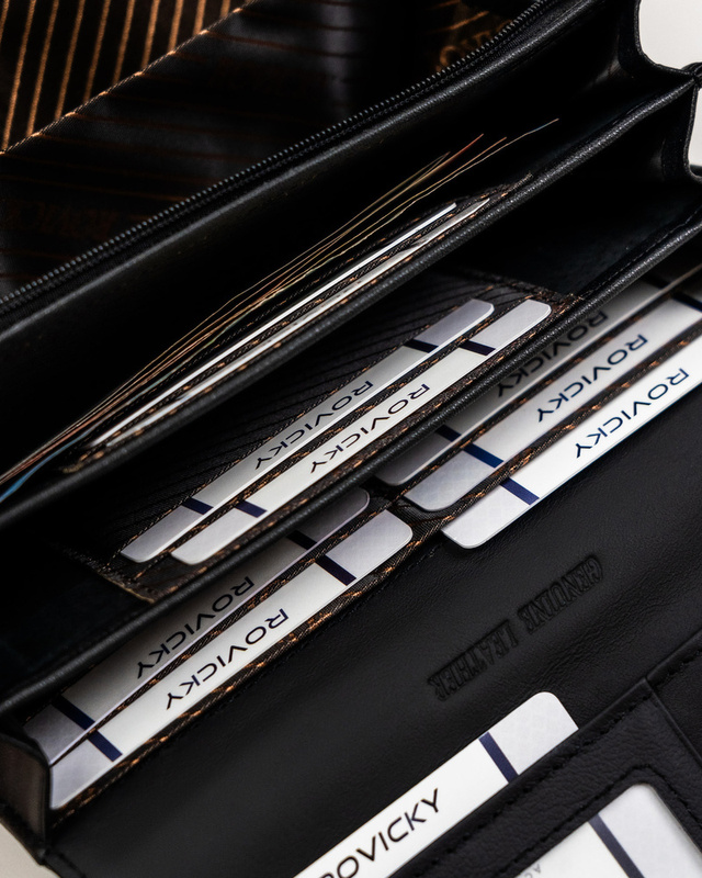 Rovicky damski duży portfel skóra naturalna i eko podłużna portmonetka