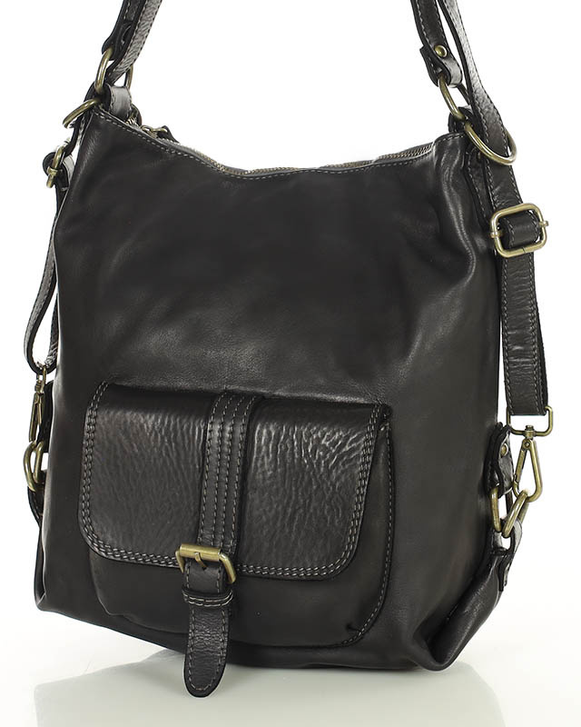 Torba skórzana dla wymagających z opcją plecak old school leather bag - MARCO MAZZINI czarny
