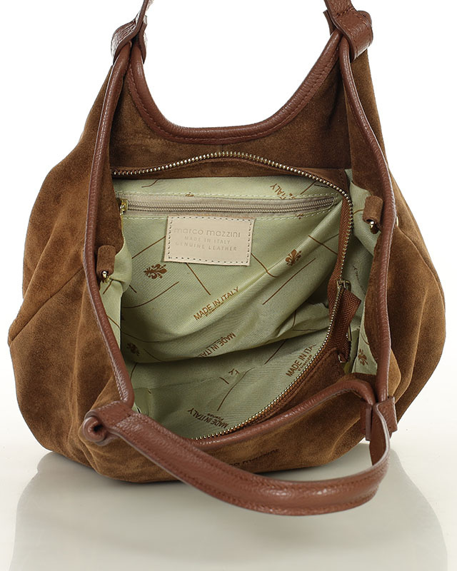 Torebka damska worek hobo bag skóra naturalna - MARCO MAZZINI czarna
