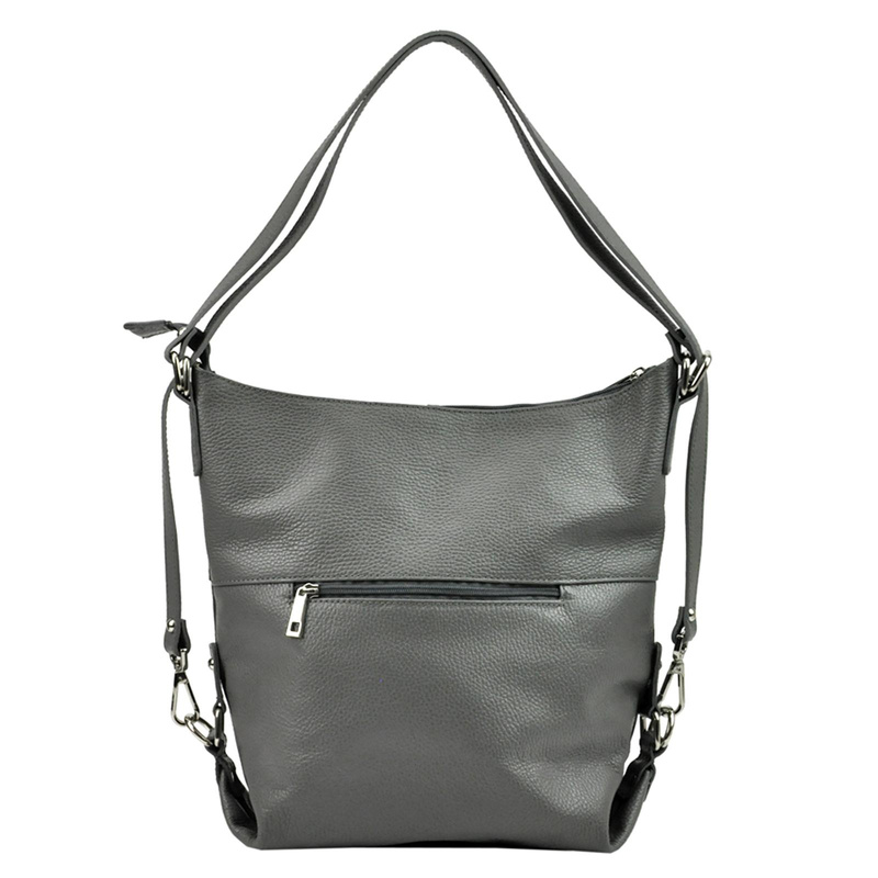 Duża elegancka damska skórzana torebka na ramię z kieszeniami PATRIZIA