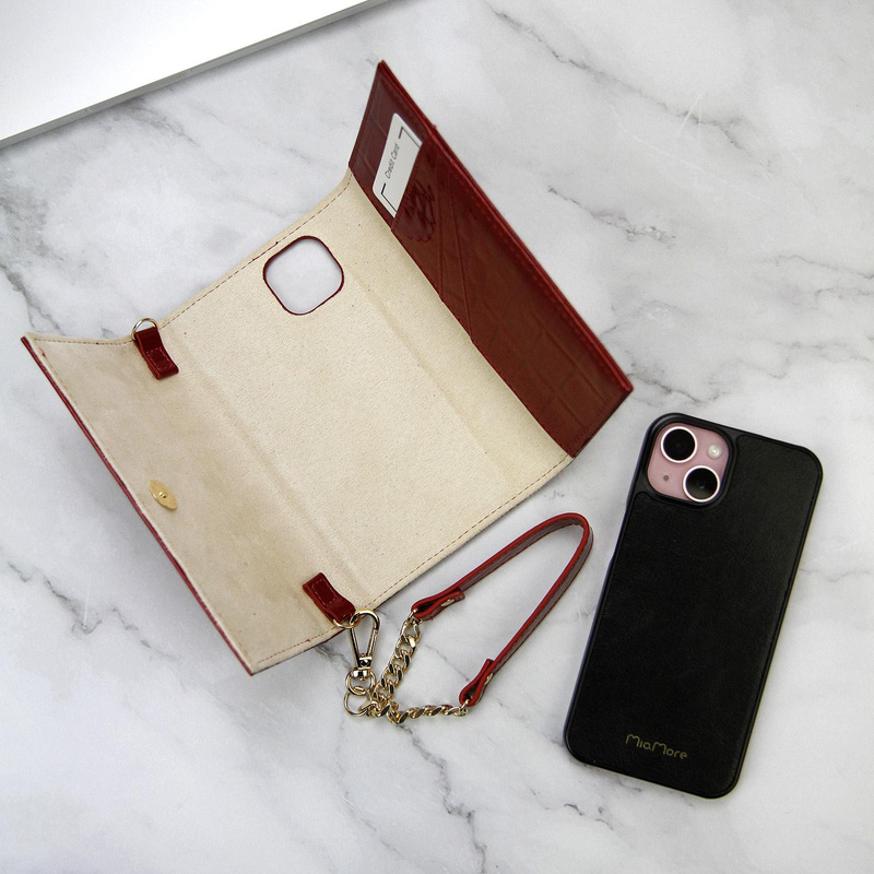 MiaMore etui na telefon Iphone 11 case skóra naturalna lakierowana pasek