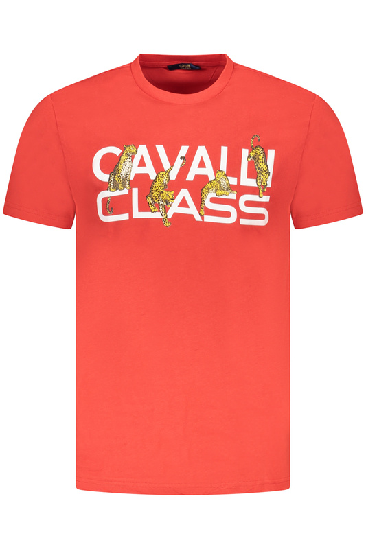 KOSZULKA CAVALLI CLASS Z KRÓTKIM RĘKAWEM MĘSKA CZERWONA