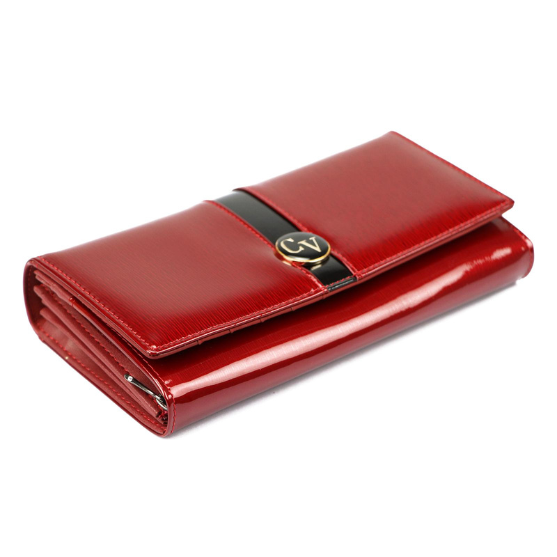 Cavaldi damska portmonetka skóra naturalna podłużny portfel lakierowany