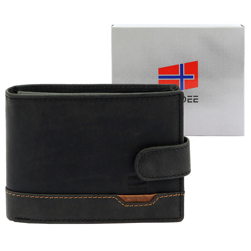 Nordee portfel męski skóra naturalna rozbudowany zamykany na zatrzask