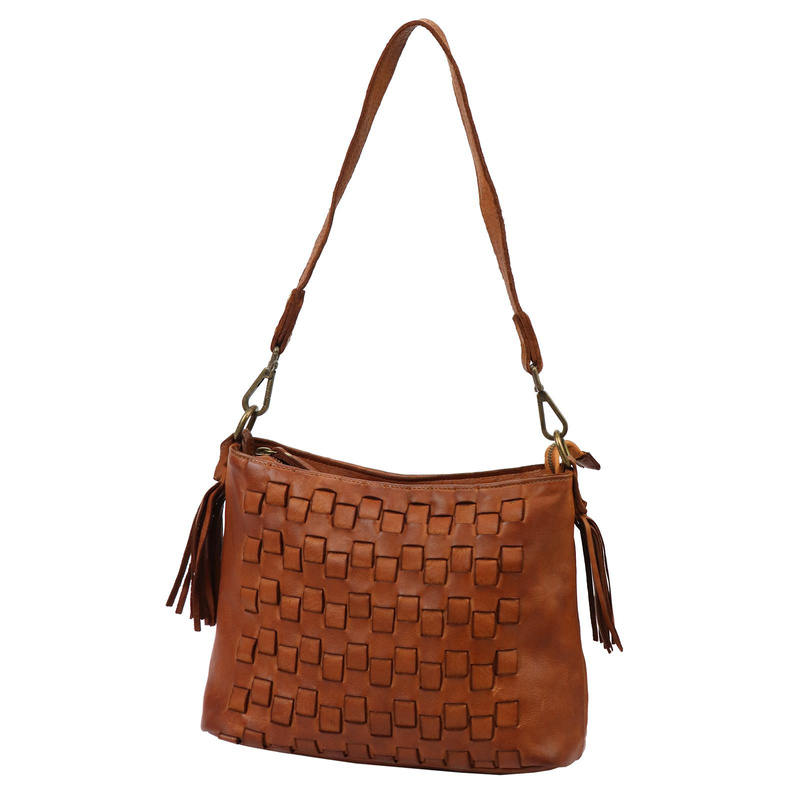 VS damska listonoszka skóra naturalna torebka na ramię pleciony wzór